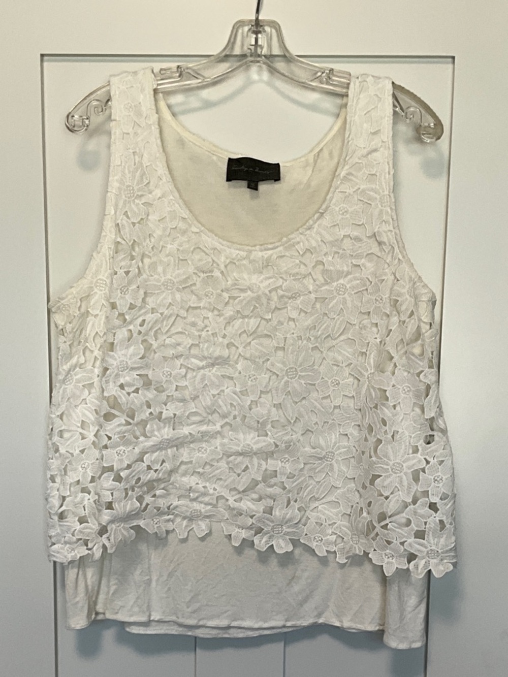 Sunday in Brooklyn White Floral Lace Overlay Tank